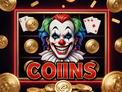 Clown Coins Slot Thumbnail mit grinsendem Joker-Gesicht und goldenen M&uuml;nzen im Pop-Art-Stil
